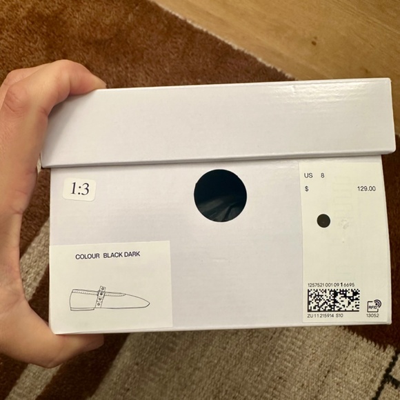 & Other Stories Mary - Jane Ballet Flats Perforated black leather Size 8 - Picture 3 of 10